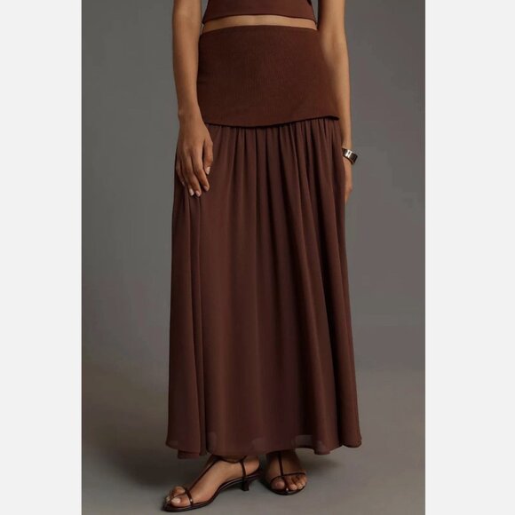 Brand New By Anthropologie Dropped Yoke-Waist Maxi Skirt - Picture 4 of 6